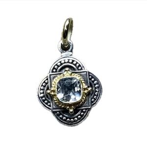Authentic Konstantino Sterling Silver & 18k gold pendant with pale Blue Topaz